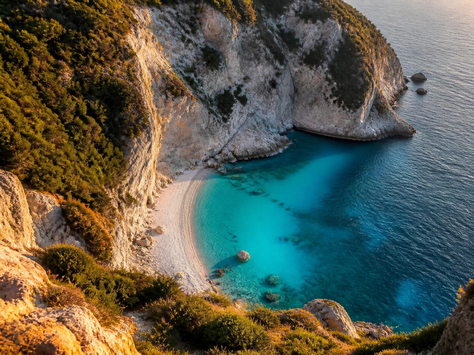 Hidden cove on Zakynthos coast